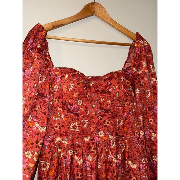 BOG Collective Size L Prairie Maxi Dress Orange Rust Floral Utah Mom Boho Modest - Picture 6 of 12